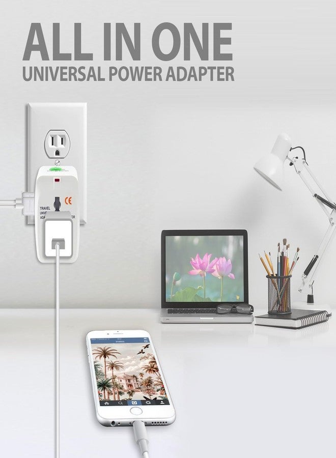 بيفالو محول سفر عالمي من بيفالو مزود بمنفذي شحن USB AC/DC بقوة 6 أمبير/5 فولت وبطارية 1000 مللي أمبير، قابس طاقة متعدد الأغراض، محمول، مناسب للسفر الدولي، للهاتف والكاميرا والكمبيوتر المحمول (عبوة من قطعة واحدة، أبيض) - Image 5